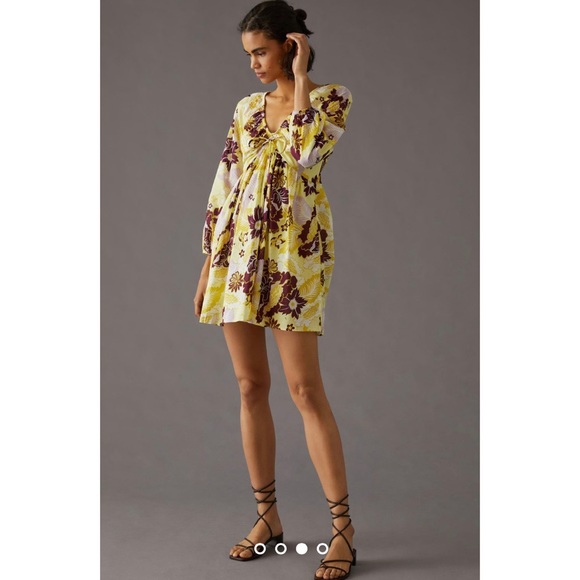Anthropologie Floral V Neck Mini Dress XS - Picture 2 of 10